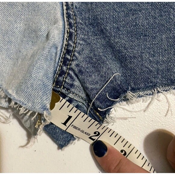 Gap Denim Jean Shorts Womens Size 30 10R Two Tone Festival Sky High Rise Raw Hem - Picture 7 of 10